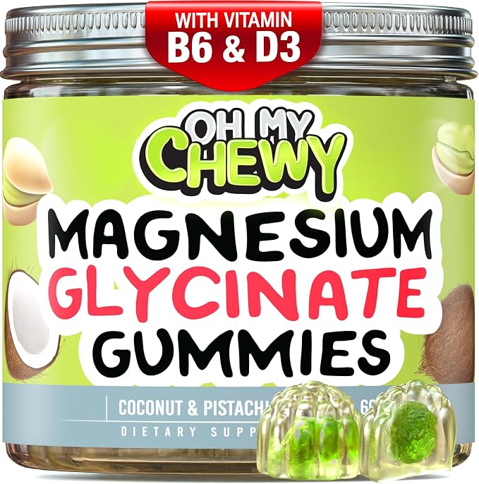 Center-Filled Magnesium Glycinate Gummies 400MG - High Absorption for Kids, Teens & Adults - Supplement for Sleep, Calm & Muscle Relaxation with B6 & D3 - Gluten Free & Vegan Friendly - 120 Count