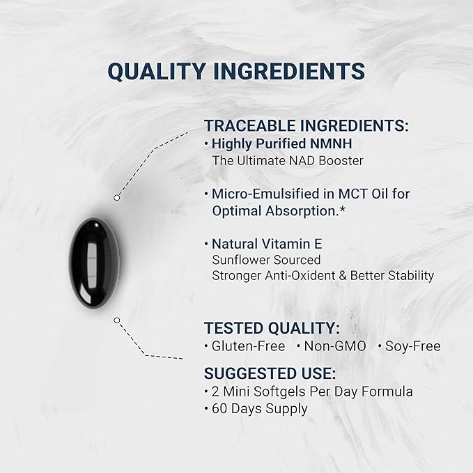 Naturalis Liposomal NMNH 300mg (NMN Alternative) | Boost NAD+ Levels & Support Healthy Aging* | Bioenhanced with Vitamin E for Advanced Absorption, Stability & Antioxidant Protection* | 120 Softgels