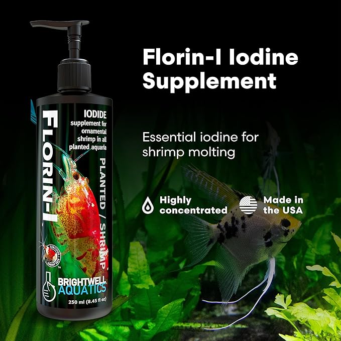 Brightwell Aquatics Florin-I Iodine Supplement for Crustaceans – Supports Molting, Growth & Shell Strength – Safe for Freshwater, Brackish & Planted Tanks, 20L