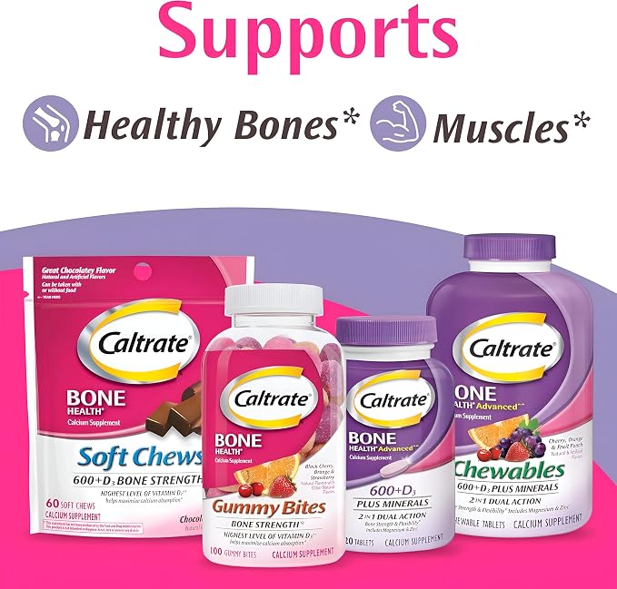 Caltrate 600+D3 Plus Minerals Calcium and Vitamin D Supplement Tablets, Bone Health and Mineral Supplement for Adults - 60 Count