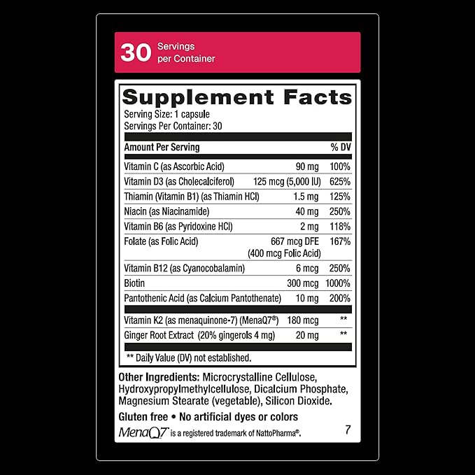 Weider Artery Health - Artery Flexibility & Heart Health - with Vitamin K2, D3 & Ginger - Bone & Immune Support* - Gluten Free & Vegan - 30 Veggie Capsules (Pack of 2)