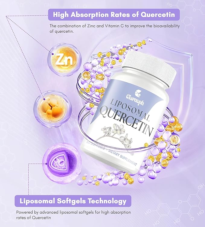 Quercetin with Bromelain | Liposomal Quercetin Supplements with Higher Absorption for Respiratory & Immunity* | Quercitin 1000mg with Vitamin C & Zinc, 60 Softgels (30 Day Supply)