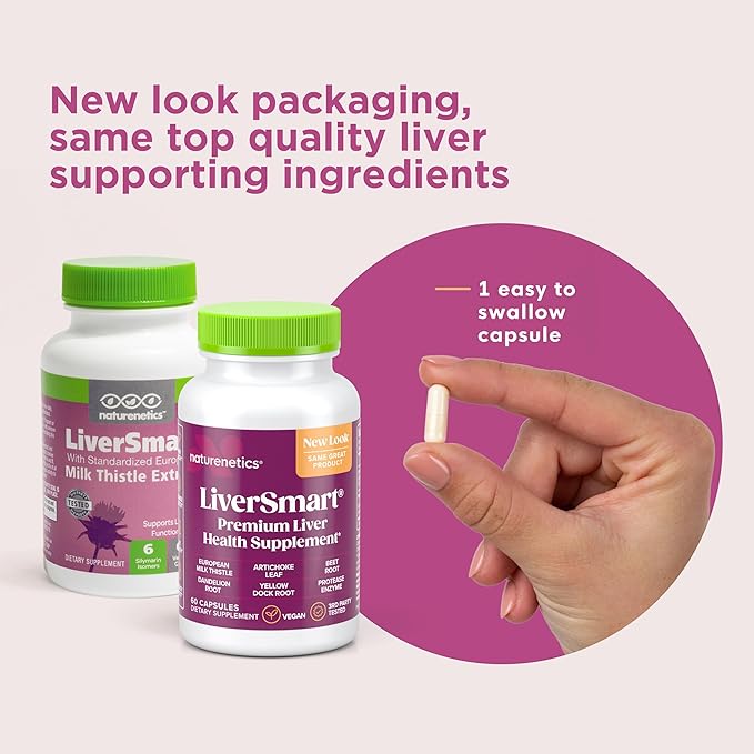Naturenetics Milk Thistle Liver Cleanse & Support Supplement, 60 Capsules - 80% Silymarin Extract with Artichoke & Dandelion, Supports Liver Enzymes, Energy, & Digestion - Vegan, Gluten-Free