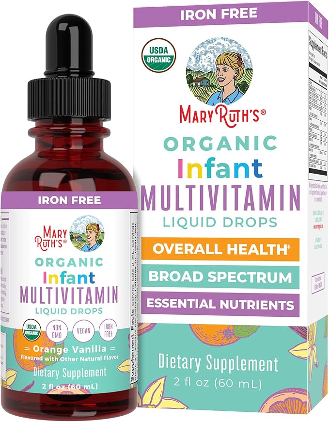 MARYRUTH'S Organics Multivitamin for Infants | USDA Organic | Multivitamin Liquid Drops for Babies 6-12 Months | Immune Support & Overall Wellness | Vegan | Non-GMO | Gluten Free | 2 Fl Oz