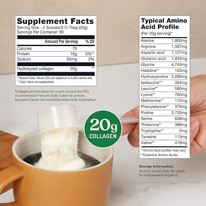 Bulletproof Unflavored Collagen Peptides Powder, 42.3 Ounces, Grass-Fed Collagen Protein and Amino Acids for Skin, Bones and Joints