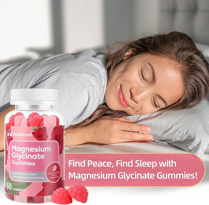 Magnesium Glycinate Gummies, Sugar Free Magnesium Supplement w/Ashwagandha, Zinc, Vegan Magnesium Glycinate Supplement for Adults - 120 Strawberry Gummies