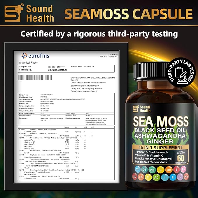 Irish Sea Moss & Shilajit Bundle for Natural Energy, Sleep Support & Hair Growth, Made with Black Seed Oil, Ashwagandha, Ginger, Rhodiola Rosea, Vitamins C & D, for Man & Women, All-in-1 Supplement