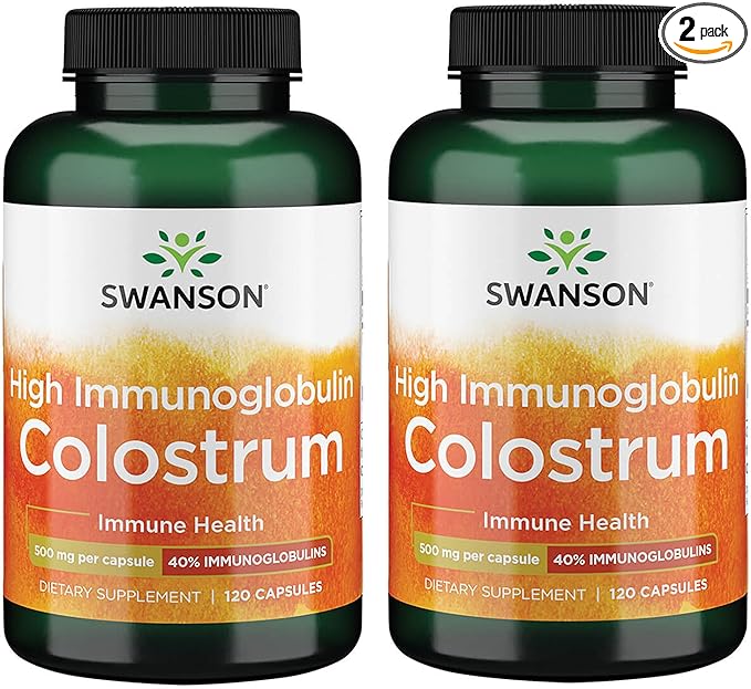 Swanson High Ig Colostrum 500 Milligrams 120 Capsules (2 Pack)