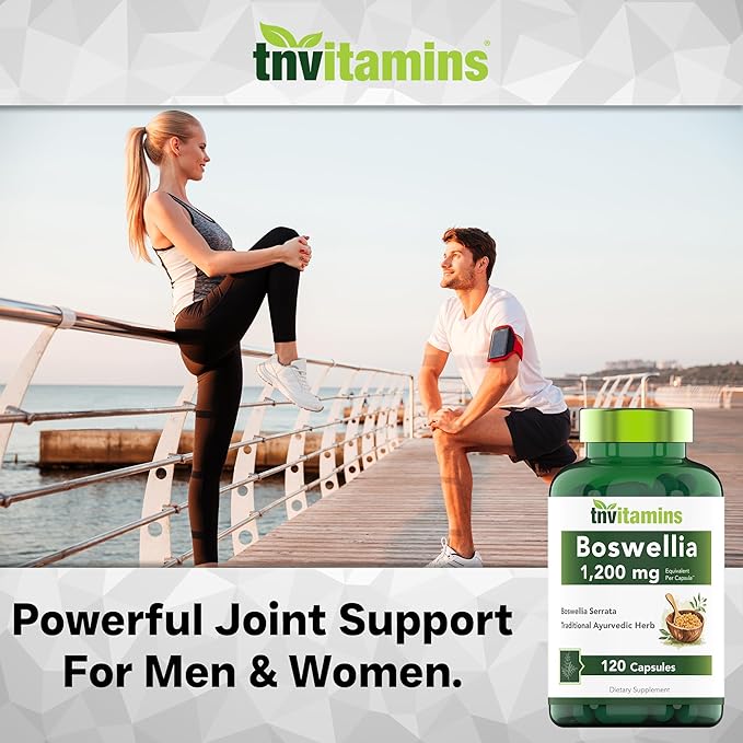 tnvitamins Boswellia Extract Capsules, 120 Count | 1,200 mg Per Capsule | 65% Boswellic Acids + 10:1 Concentrated Extract | Boswellia Serrata | Joint & Mobility Support*