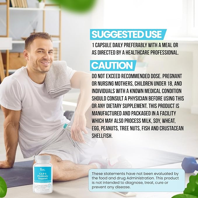 GLP-1 Probiotic Support Appetite Suppressant – Akkermansia muciniphila & Bifidobacterium infantis – Inulin Prebiotic Fiber – Gut Cleanse, Craving & Weight-Loss Support – 30 Caps