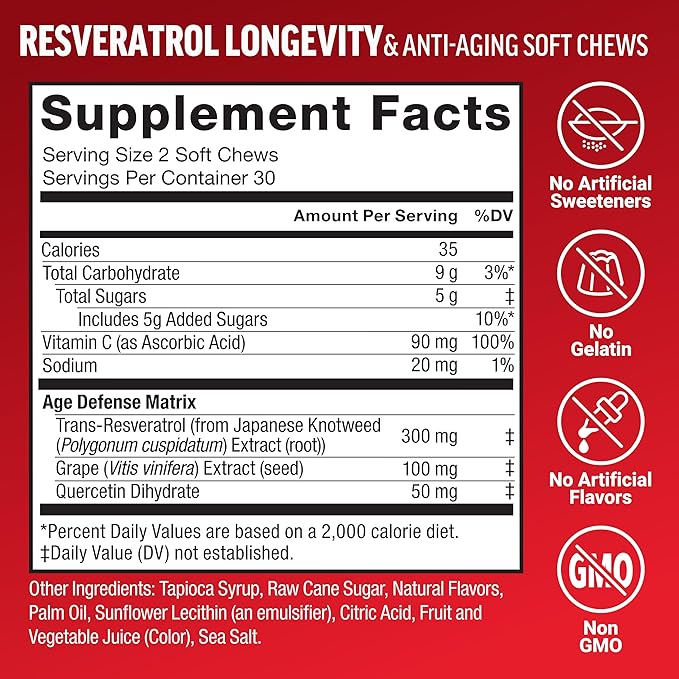 Resveratrol , Mixed Berry, 60 Soft Chews + NMN Supplement, Nicotinamide Mononucleotide to Support Healthy Aging and Energy Metabolism, Boosts NAD+ Levels, No Gelatin, Non-GMO, 30 Vegetable Capsules