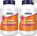 NOW Foods Supplements, C-1000 & Zinc Immune, Seasonal Support Formula*, Antioxidant Protection*, 180 Veg Capsules, (Pack of 2)