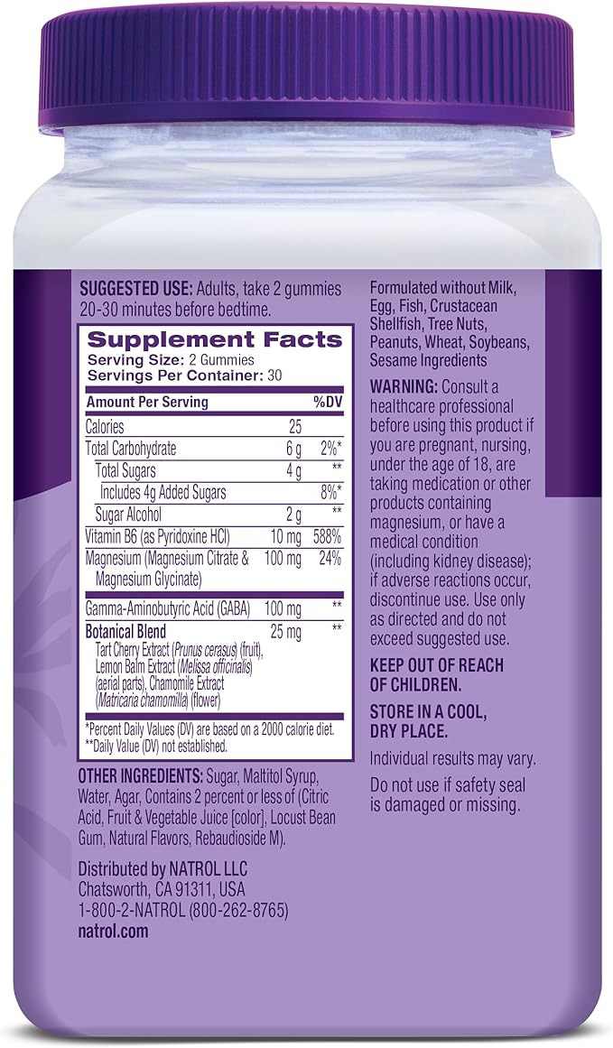 Natrol Sleep & Restore Magnesium Glycinate Blend Gummies,Magnesium for Sleep Aids for Adults,Melatonin-Free,Cherry Flavored,30 Day Supply,(Pack of 2)