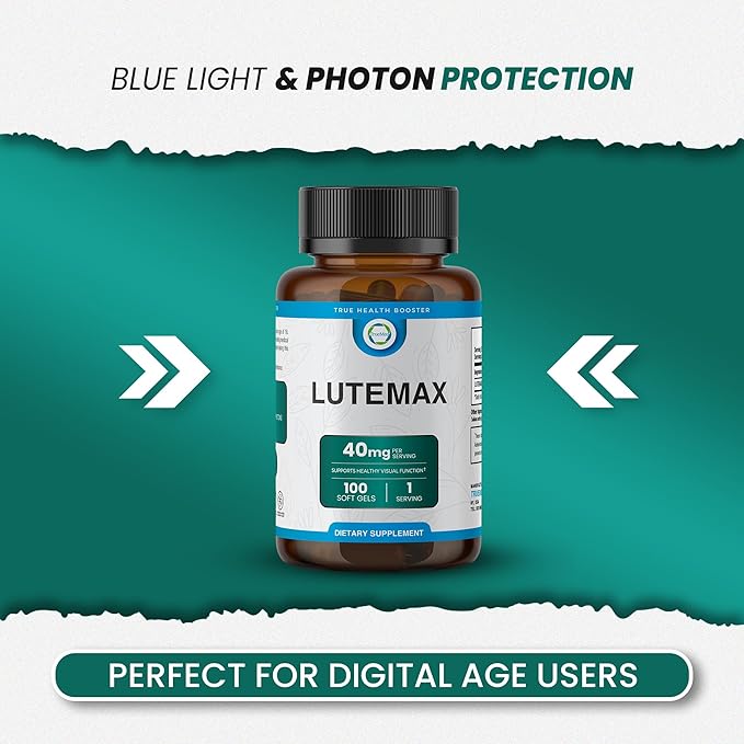 Lutemax 40 mg 100 days supply Eye Supplement - Supports Macular Health, Vision Clarity, Heart Health, Protects Eyes from Blue Light & Photons, Antioxidant Protection, GMP Certified 60 Softgel.