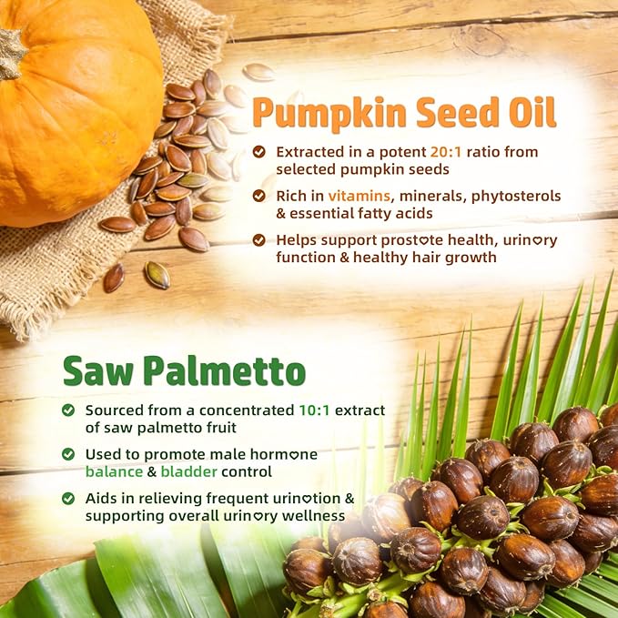 2 Pack Pumpkin Seed Oil Gummies with Saw Palmetto, Pumpkin Seed Oil for Hair and Skin Health, Pumpkin Seed Extract for Women Men, Sugar-Free, Raspberry Flavor, 120 Count