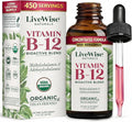 Organic Vitamin B12 1000 mcg Sublingual Liquid Drops For Adults, 1 Year+ Supply - 2 oz, Methylcobalamin & Adenosylcobalamin - Bioactive Blend for Energy, Clarity & Focus - Vegan, Non-GMO, Unflavored