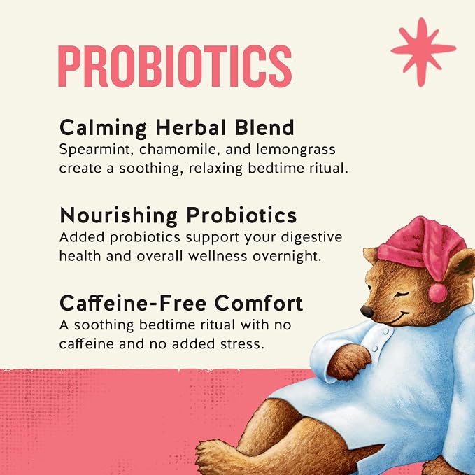 Celestial Seasonings Sleepytime Wellness Tea Plus Probiotics, Caffeine Free, 18 Tea Bags Box