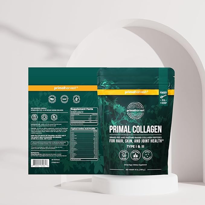 Primal Harvest Collagen Powder & Vision Supplements for Women and Men Vision and Eye Support Complex with Lutein, Zeaxanthin Bundle