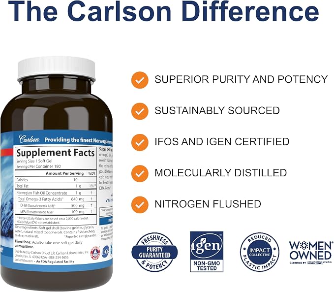 Carlson Labs - Super DHA 500 mg. - 180 Softgels