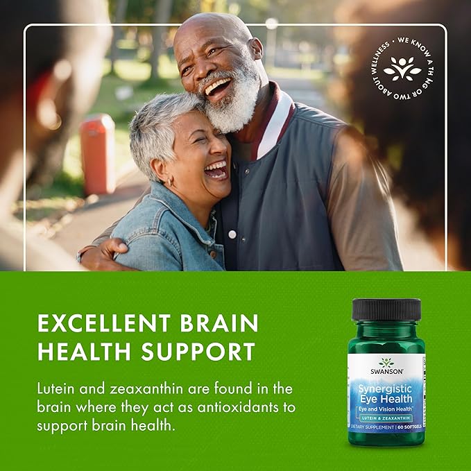 Swanson Synergistic Eye Health - Lutein and Zeaxanthin Supplement - 60 Softgels - Lutemax Lutein 20 mg and OmniXan Zeaxanthin 2 mg for Vision Support