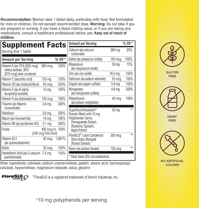 Nature's Way Alive! Women's 50+ Complete Multivitamins, Supports Healthy Heart, Brain, Bones*, Superfood Antioxidants(1), B-Vitamins, Gluten Free, 50 Tablets (Packaging May Vary)