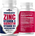 Zinc Quercetin Vitamin C 800 mg with Vitamin D3 Antioxidant Immune Support High Potency Quercetin Zinc Supplement for Men and Women - Gluten, Soy, & Dairy Free - 60 Count (Pack of 1)