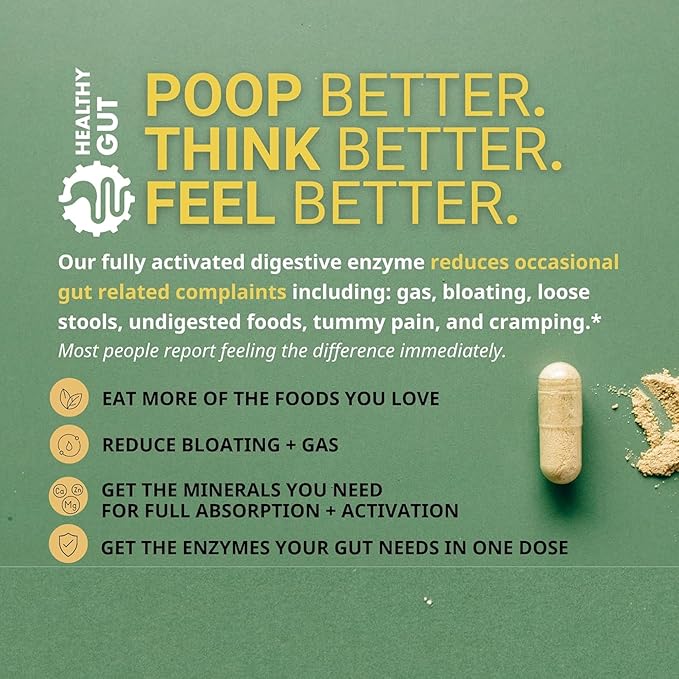 Healthy Gut HoloZyme Max Strength Digestive Enzymes | FODMAP-Friendly Formula Prevents Bloating, Gas, & Indigestion w/Protease, Amylase, Lipase, Lactase, and More | 15 Servings (Sample Bottle)