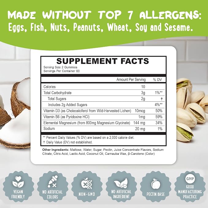 Center-Filled Magnesium Glycinate Gummies 400MG - High Absorption for Kids, Teens & Adults - Supplement for Sleep, Calm & Muscle Relaxation with B6 & D3 - Gluten Free & Vegan Friendly - 120 Count