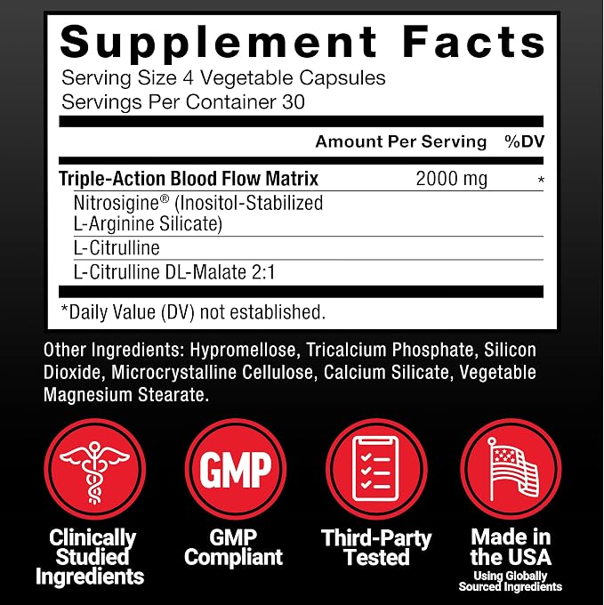 Force Factor Nitric Oxide Booster,Fast-Acting Formula with L-Arginine,Boosts Nitric Oxide Levels,Maximize Muscle Pumps,Enhance Endurance,Improve Circulation,120 Capsules,(Pack of 2)