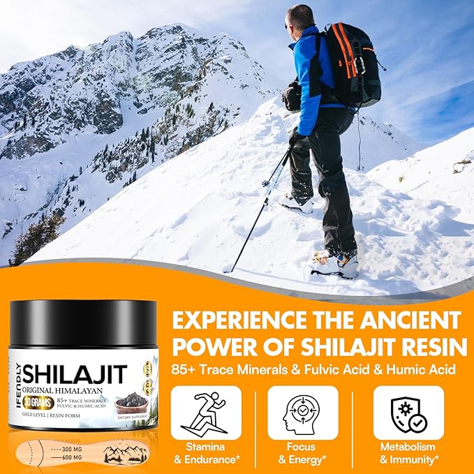Shilajit Resin, Shilajit for Men & Women, Shilajit Pure Himalayan Organic - 600mg Potency Gold Grade, with 85+ Trace Minerals, Fulvic & Humic Acid, for Stamina, Immunity & Strength, 50 Servings (30g)