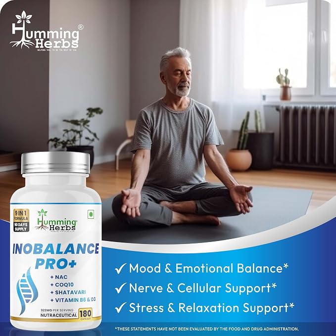 Humming Herbs Inobalance Pro+ — Myo-Inositol, NAC, CoQ10, Shatavari, Zinc, L-Methylfolate, Vitamin B6 & D3 — 922 mg per Serving — 180 Veg Capsules (180)