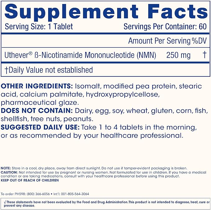 ProHealth NMN Pro 250 Sustained Release (60 Tablets, 3 Pack) 250 mg Uthever® NMN. NAD+ Precursor for Cellular Energy, Mitochondrial Support & Healthy Aging. USA Manufactured, Triple Lab-Tested