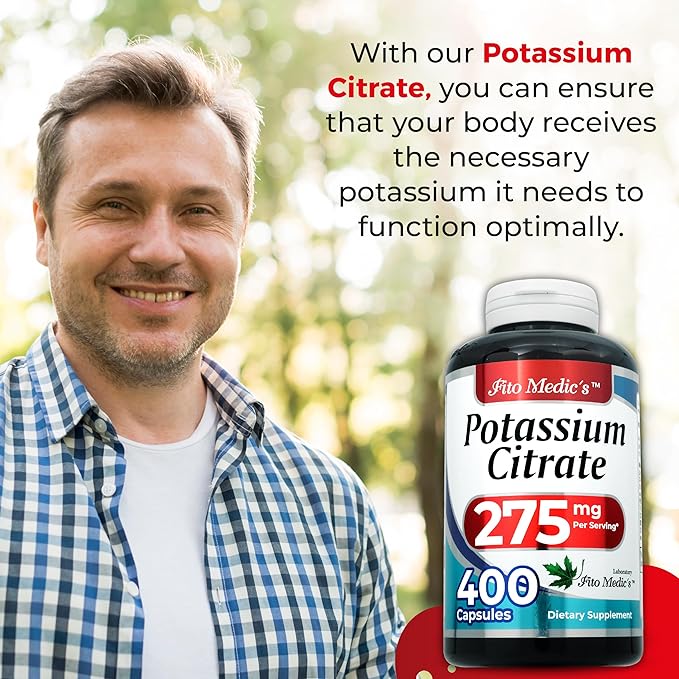 FITO Medic’S Lab Potassium Citrate Supplement, 400 Capsules, Potassium Formula