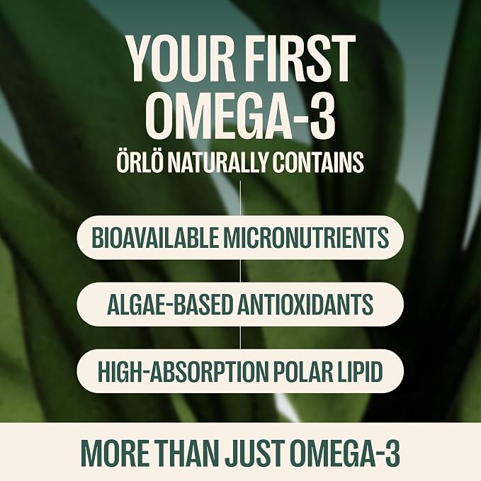 Orlo Vegan Omega 3 Algae Oil 1000mg - Natural Icelandic Nordic Omega-3 EPA & DHA Supplement - Fish Oil & Krill Alternative for Heart & Brain – 120 Easy-to-Swallow Burpless Mini Softgels