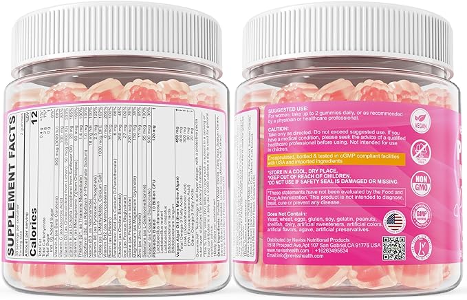 Prenatal Multivitamin Gummy for Women w/Methylfolate 1mg, Iron Choline Omega-3(DHA+EPA), Prenatal Vitamins for Women Gummies, Postnatal Vitamins | Before,During & After Pregnancy, Sugar Free,120Cts