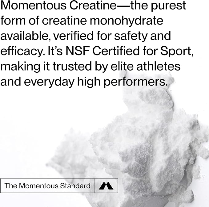 Momentous Creatine Monohydrate Powder - Creatine Powder - Supports Strength, Lean Muscle, & Recovery for Men & Women - NSF Certified for Sport - 5 g per Serving - 15 Servings