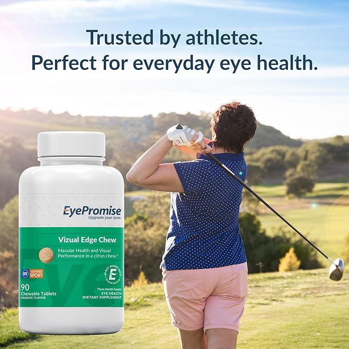 EyePromise Vizual Edge Supplement - 90 Chewable Tablets, 90-Day Supply, Citrus Flavor - AREDS 2 Eye Vitamin with 20mg Zeaxanthin & 10mg Lutein for Vision Quality & Clarity