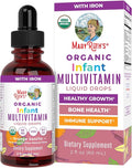 MARYRUTH'S Organics Multivitamin with Iron for Infants | USDA Organic | Liquid Drops for Babies 6-12 Months | Immune Support & Overall Wellness | Vegan | Non-GMO | Gluten Free | 2 Fl Oz