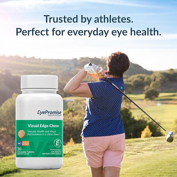 EyePromise Vizual Edge Supplement - 30 Chewable Tablets, 30-Day Supply, Citrus Flavor - AREDS 2 Eye Vitamin with 20mg Zeaxanthin & 10mg Lutein for Macular Support and Vision Health