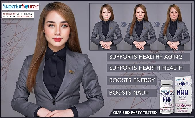 Superior Source Stabilized NMN (Nicotinamide Mononucleotide) 125 mg, Quick Dissolve Sublingual Tablets, 60 Ct, GMP Third Party Tested, Boost NAD+ & Cellular Energy Metabolism, Healthy Aging, Non-GMO
