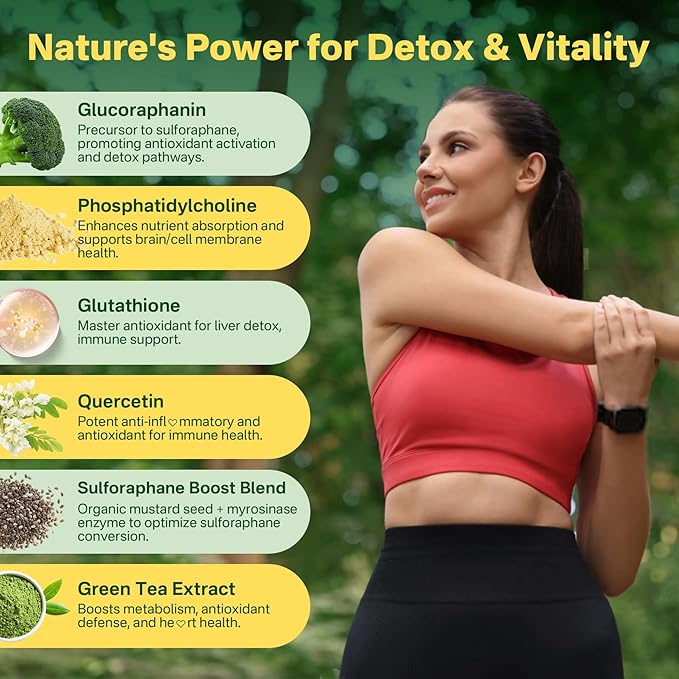 Liposomal Sulforaphane Supplement 150mg, from Broccoli Seed Extract w/Myrosinase, Quercetin, Glutathione, Sulforaphane Supplement Gummies for Antioxidants Detox Cellular Brain Health, Chewable 120Cts