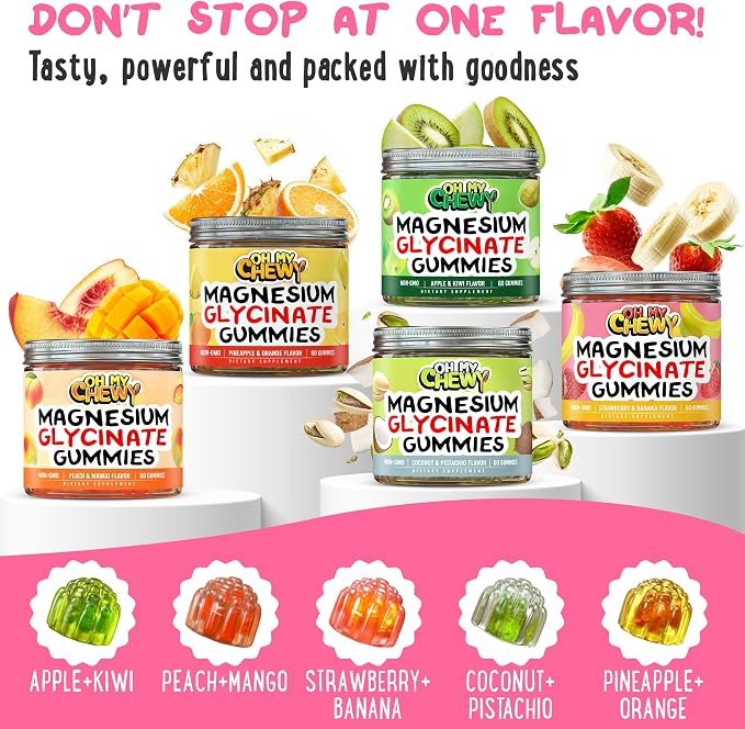 Center-Filled Magnesium Glycinate Gummies 400MG - High Absorption for Kids, Teens & Adults - Supplement for Sleep, Calm & Muscle Relaxation with B6 & D3 - Gluten Free & Vegan Friendly - 120 Count