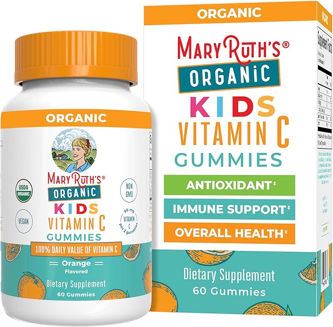 MARYRUTH'S Kids Vitamin C Gummies | Supplement for Immune Support & Overall Health | Vitamin C for Kids Ages 4+ | USDA Organic | Vegan | Non-GMO | 60 Servings