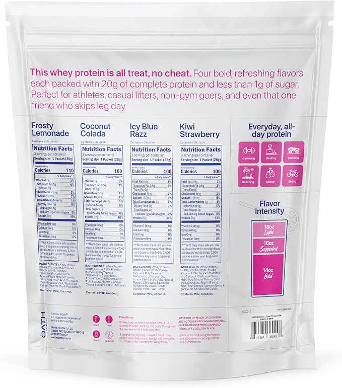 Oath Nutrition Clear Whey Isolate Protein Powder Variety Pack, 12 Pack