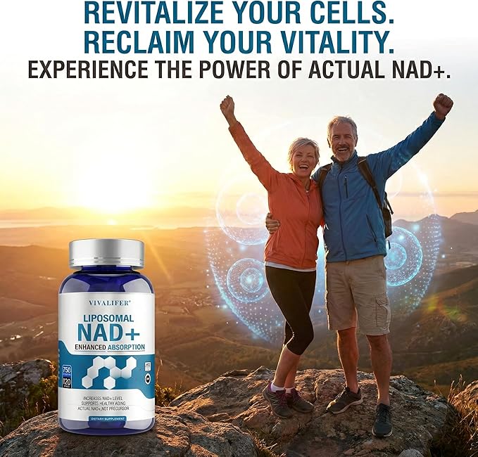 Liposomal NAD+ Supplement 750mg - 120 Capsules NMN Alternative Superior Absorption & Bioavailability -True Nicotinamide Adenine Dinucleotide for Cellular Energy, DNA Repair Support & Healthy Aging
