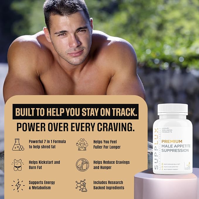 PREMIUM Male Appetite Suppressant - Weight Loss Pills, Fat Burner for Men, GLP-1 Pathway Support - Can Help Sustain Muscle While Burning Fat - Powerful Fat Burning Assistance- 60 Capusles