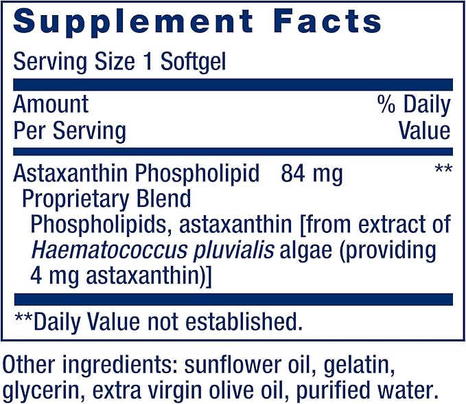 Life Extension Astaxanthin with Phospholipids – Antioxidant Support, Eye Health – Algae-Derived – Gluten-Free, Non-GMO – 30 Softgels