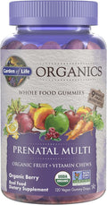 Garden of Life Organics Prenatal Gummies Multivitamin with Vitamin D3, B6, B12, C & Folate for Healthy Fetal Development – Organic, Non-GMO, Gluten-Free, Vegan, Berry Flavor, 30 Day Supply