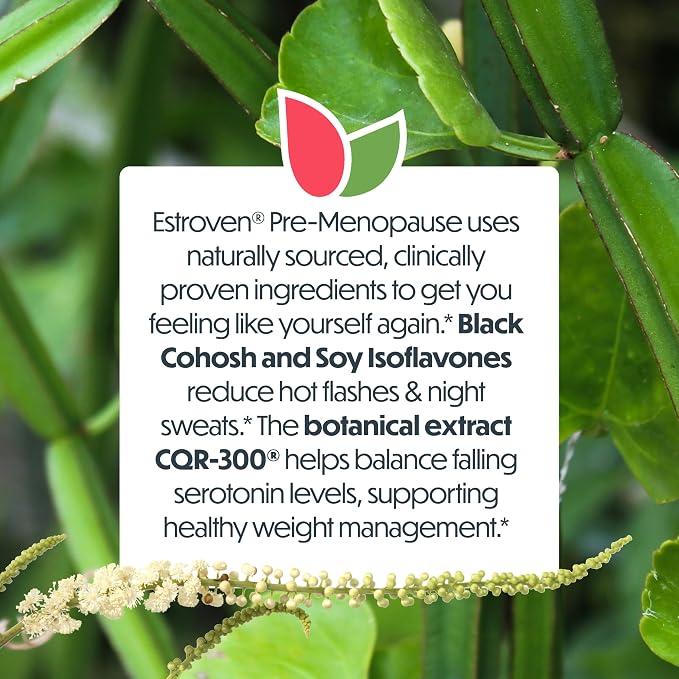 Estroven Pre-Menopause-Relief, 30 Ct., Clinically Proven Ingredients, Provides Menopause Relief Plus Night Sweats & Hot Flash-Relief, Drug-Free or Estrogen Free (Pack of 12)