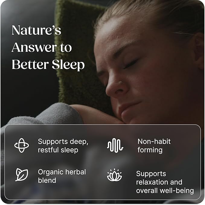 Greenworks Nature's Rest Melatonin-Free Sleep Aid, Organic Herbal Blend with Ashwagandha, Valerian, Chamomile & Passionflower, Non-Habit Forming Vegan Capsules for Restful Sleep, 60 Count